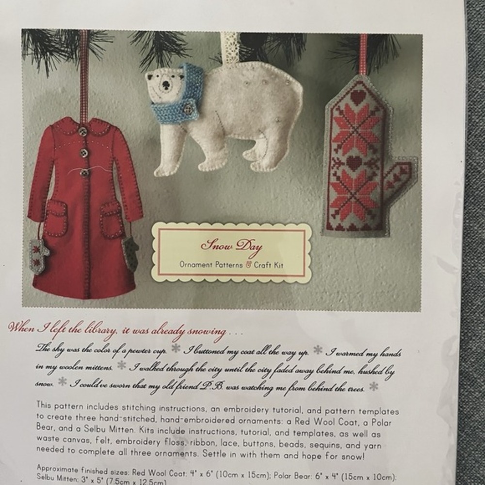 Alicia Paulson Posie Snow Day Ornament Patterns Craft Kit Felt Embroidery NEWDIY - Picture 2 of 7